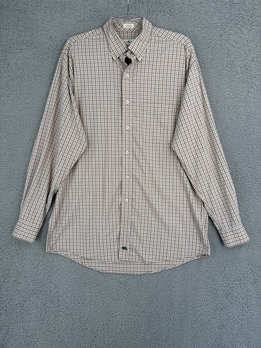 Onward Reserve Men’s Large long sleeve plaid button down shirt Brown and Beige